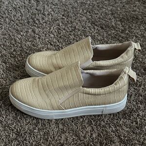 Lulu's Cream Textured Slip-On Sneakers